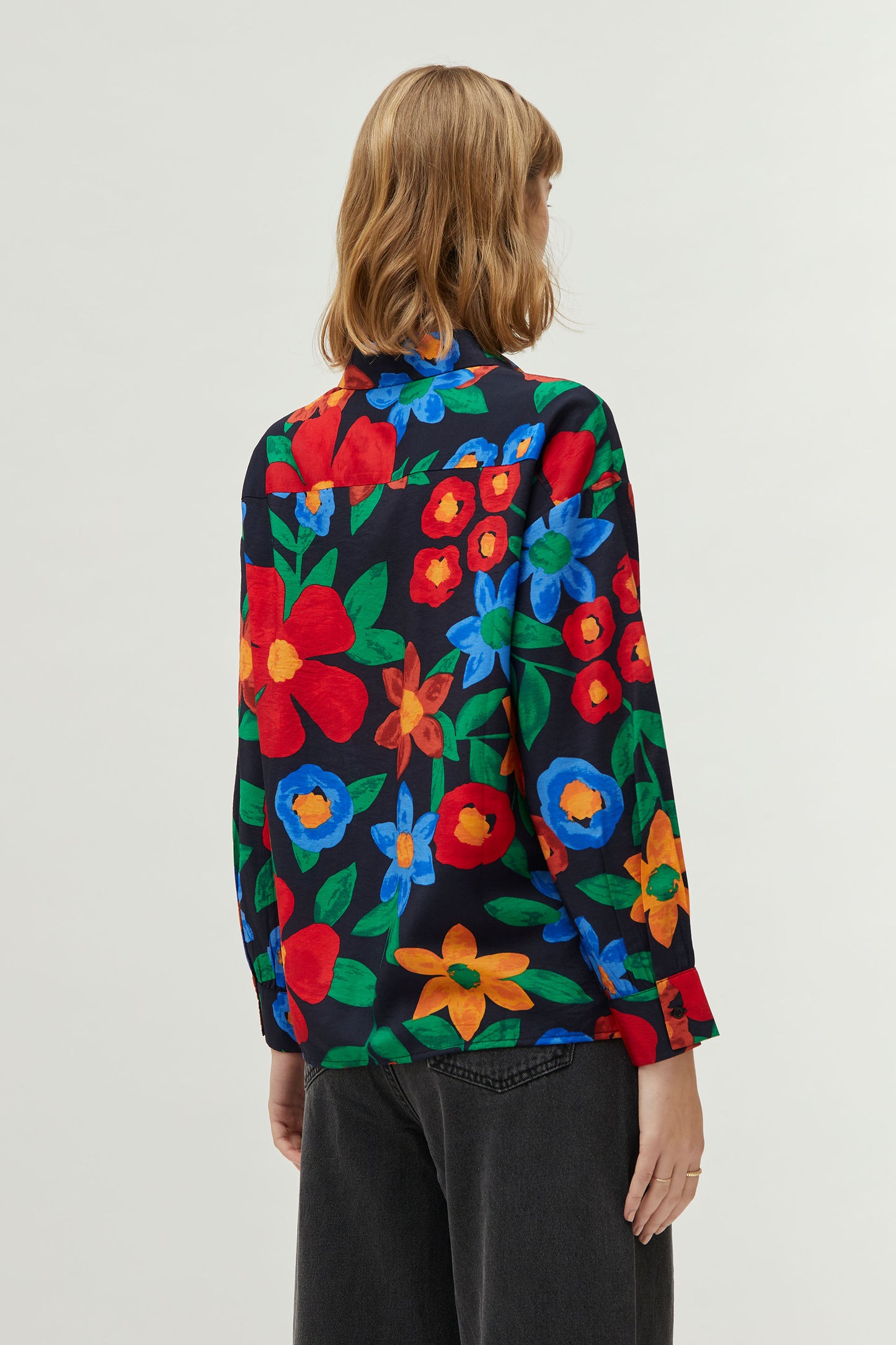 JUDITH navy multicolour floral shirt style blouse