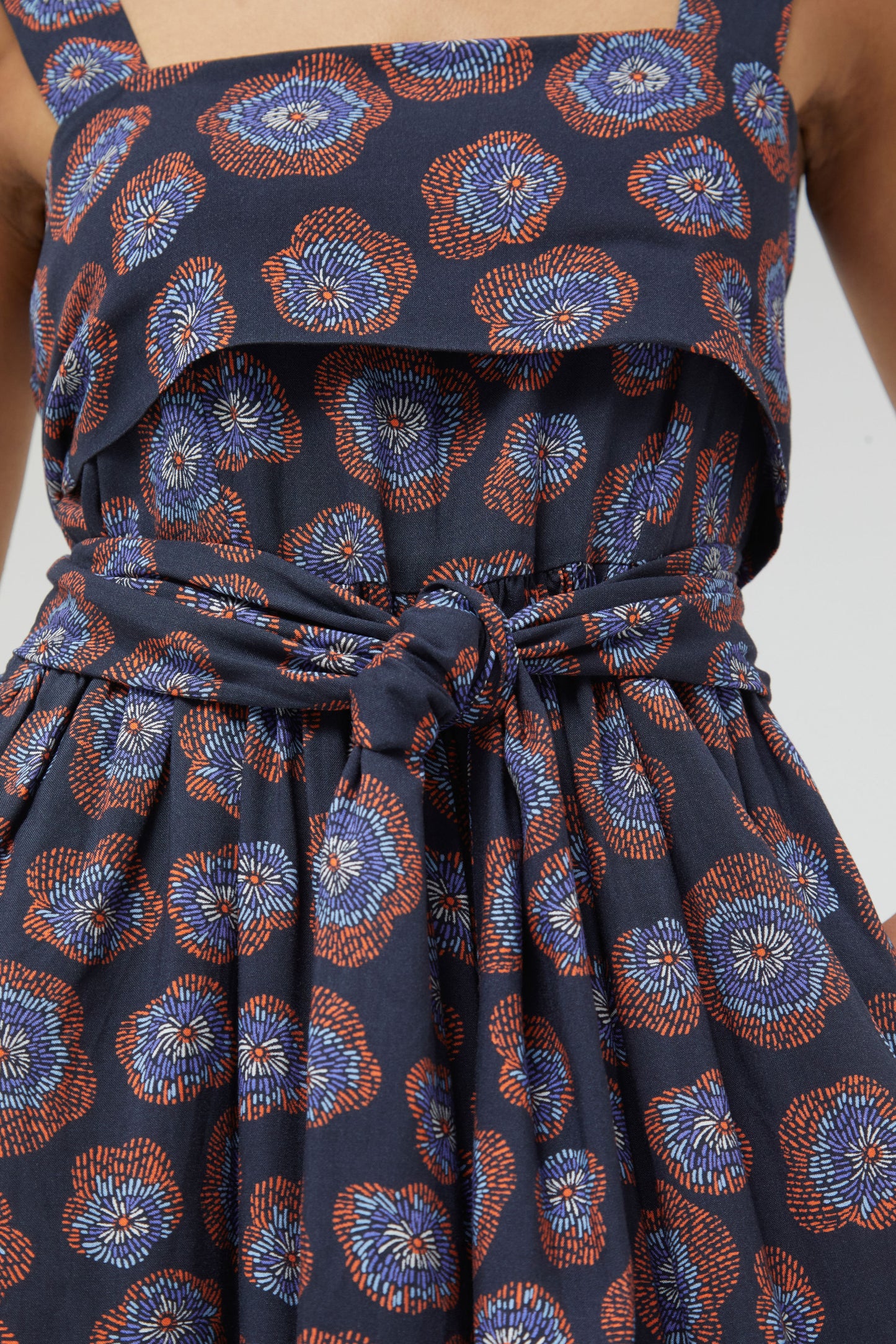 KIM printed midi dress in navy blue