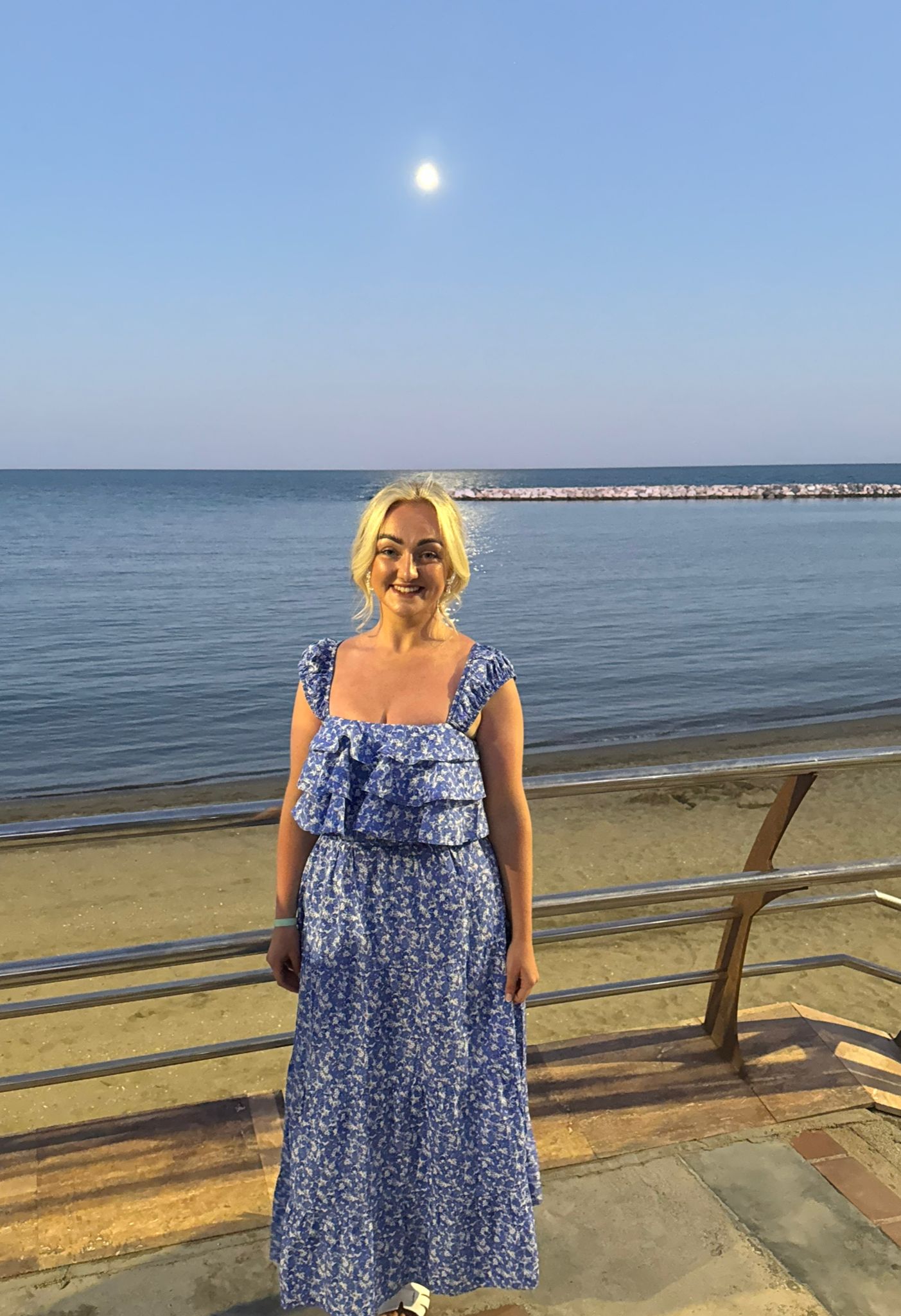 The blue and white floral layered crop top