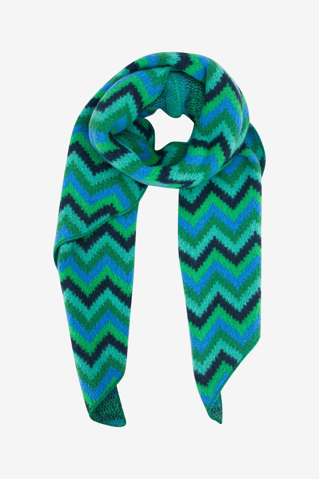 KIRA zig zag blanket scarf in green and blue
