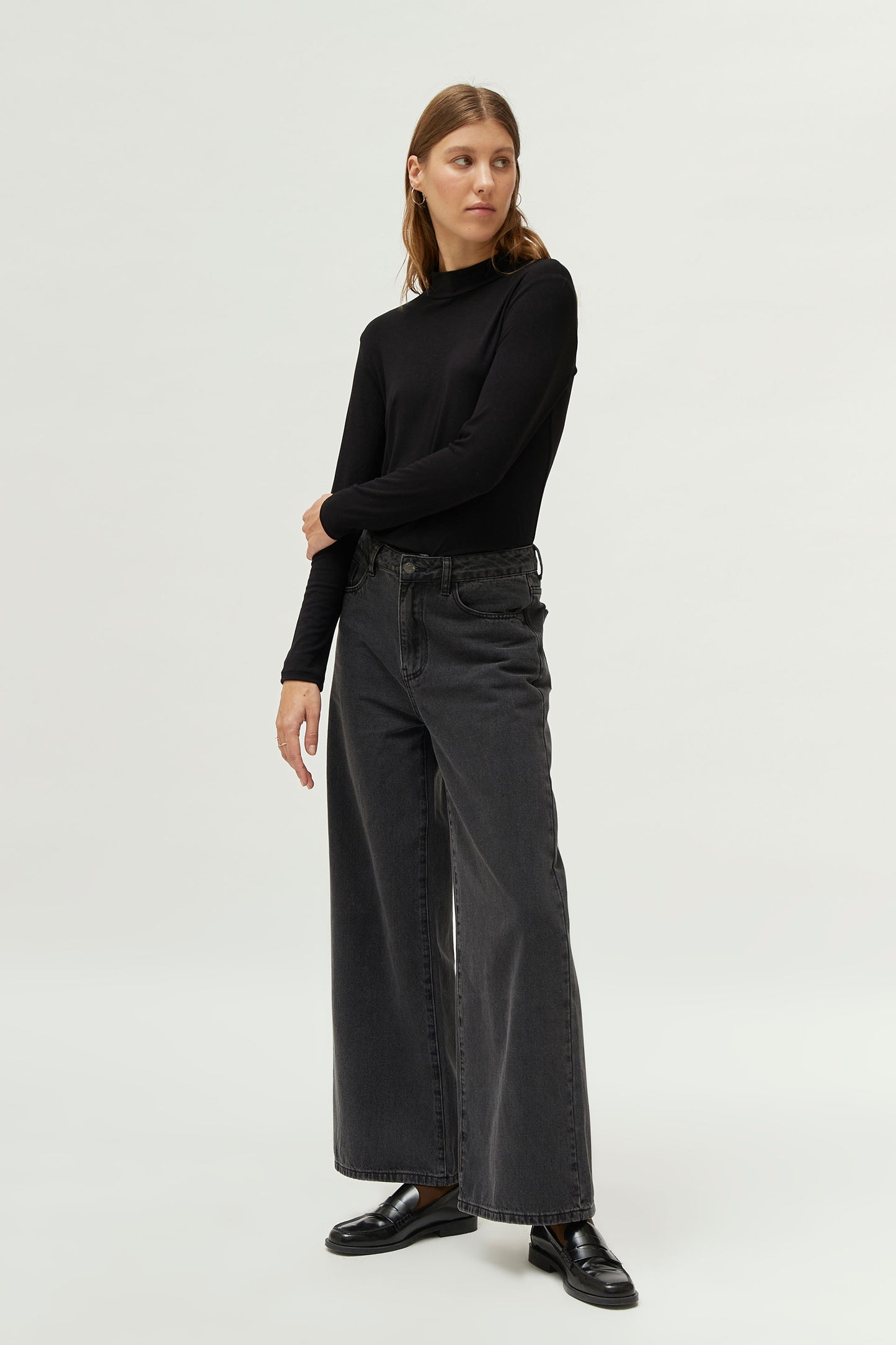 The super soft basic black high neck top