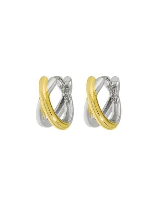 OAKLEY crossover huggie hoop earrings in silver & gold