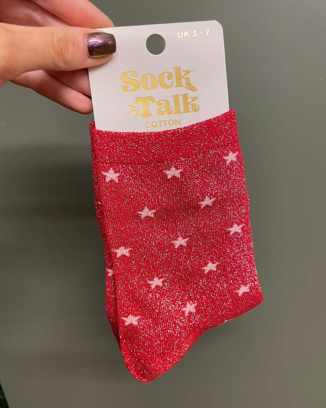 The red sparkly cotton socks