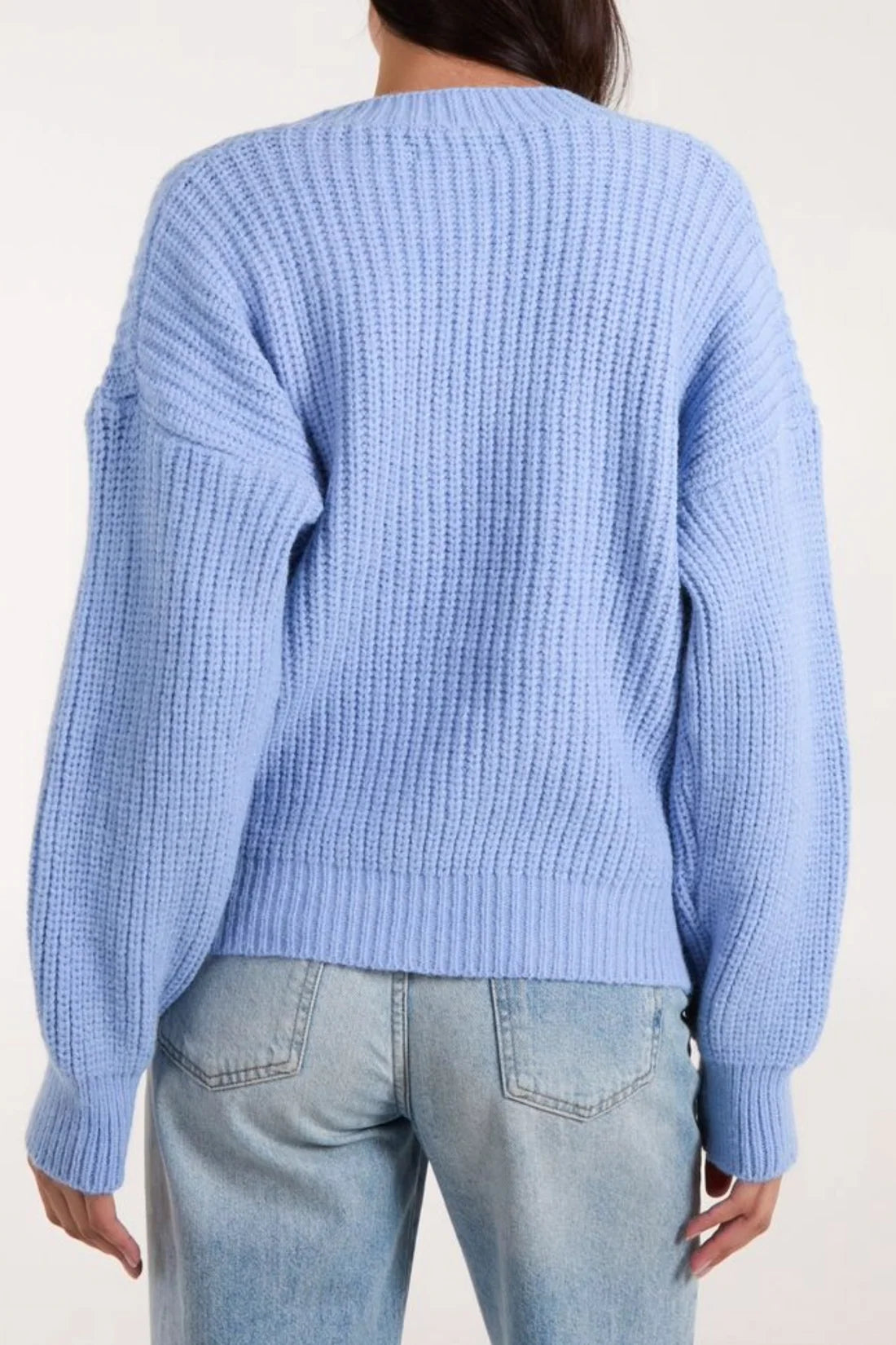 Ivy button up knit cardigan in powder blue