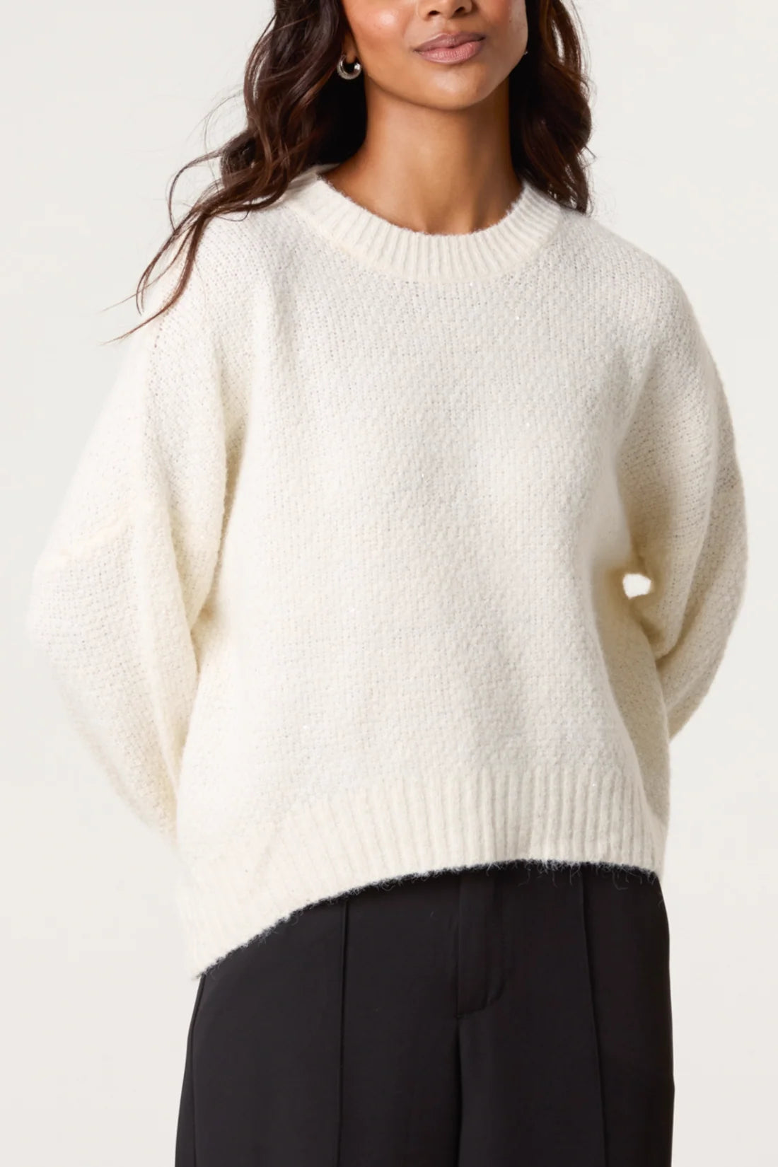 Willow textured knit jumper in Ivory