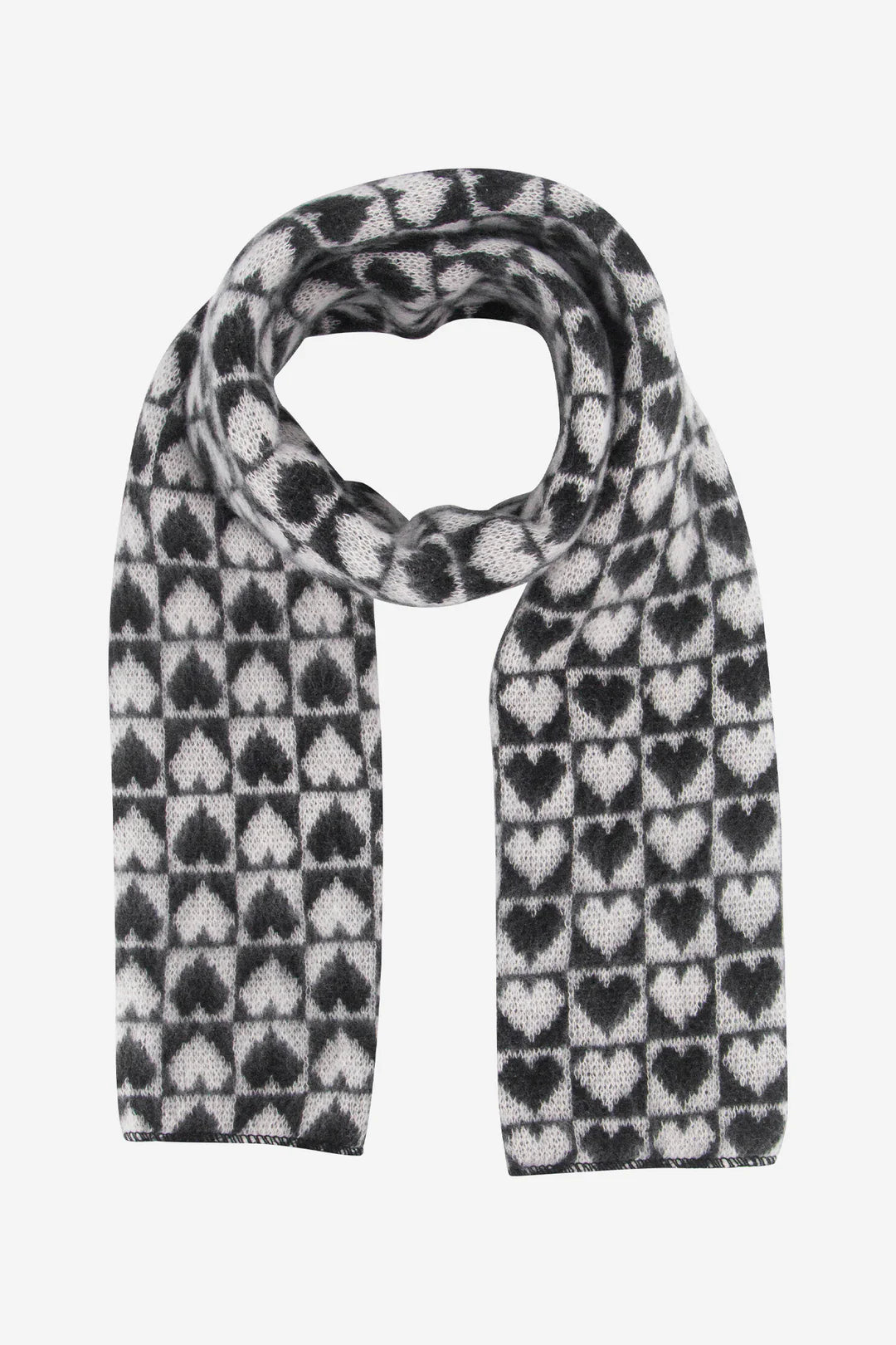 LIZZIE heart print scarf in black and white