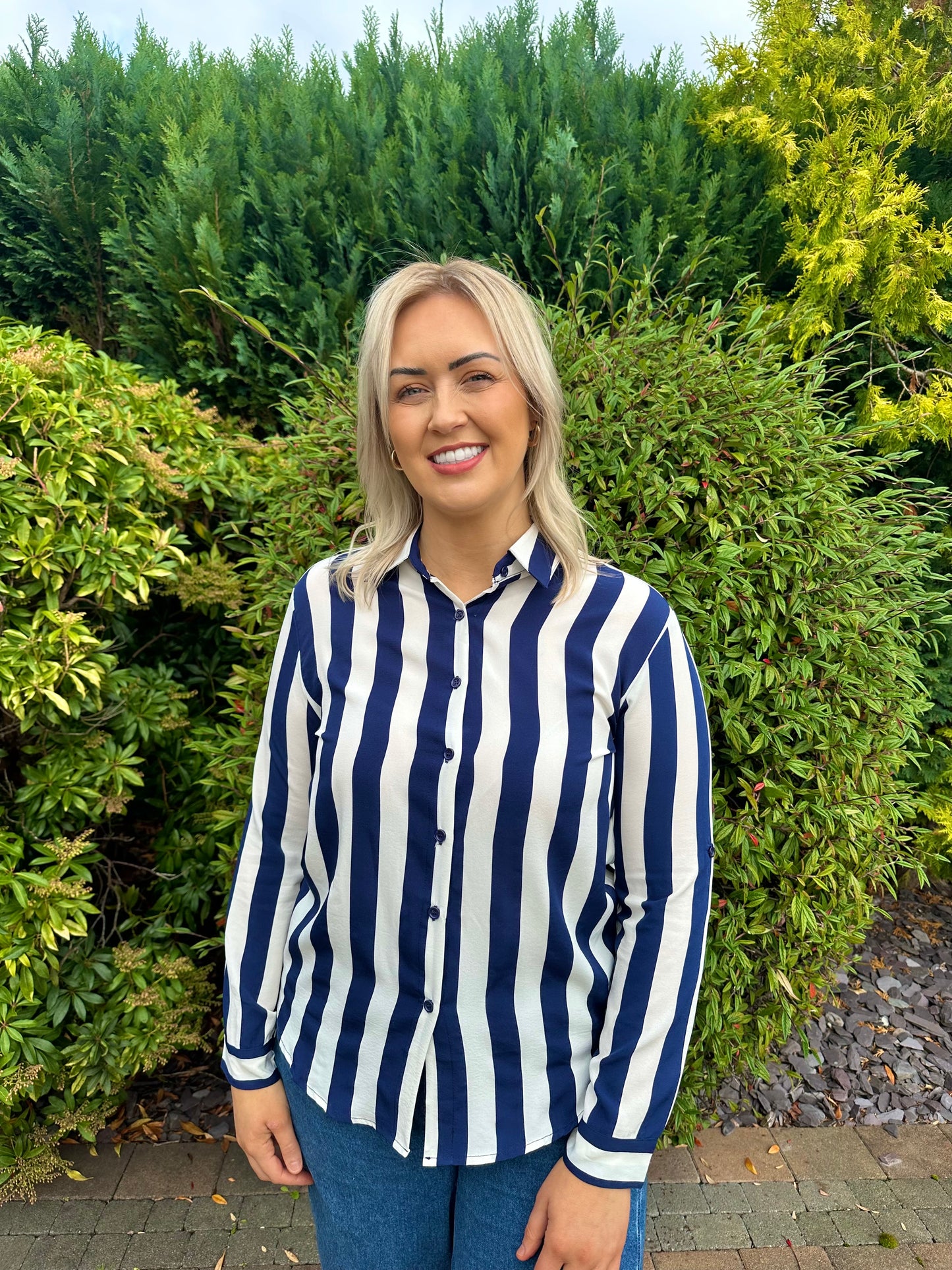 KIRSTYN striped shirt in navy