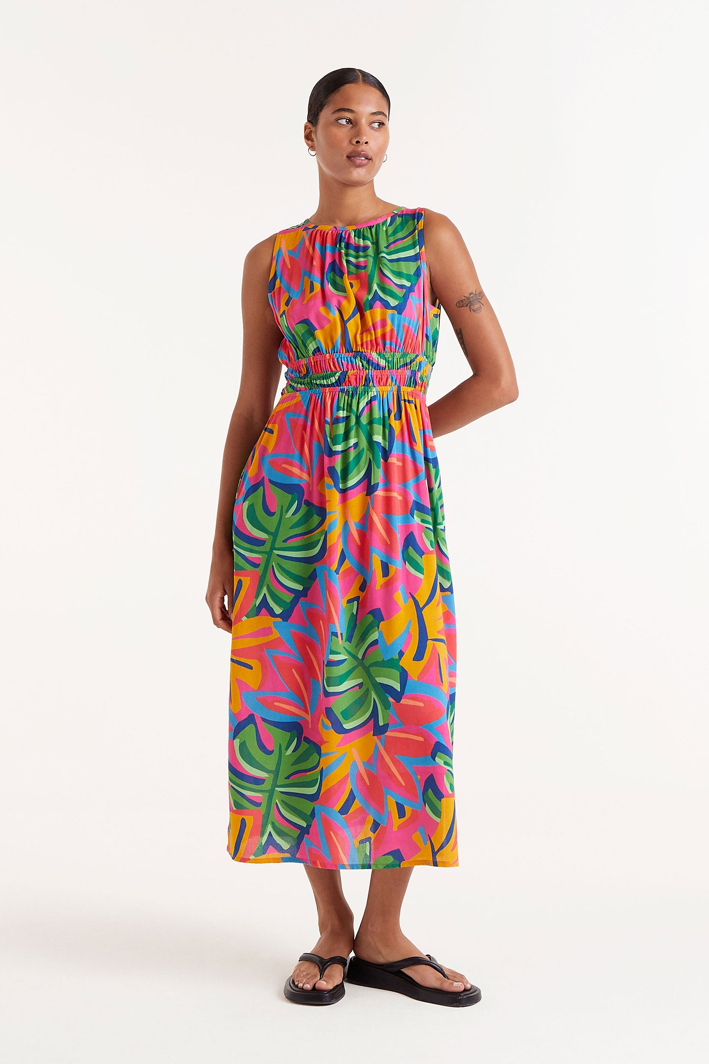 LINDSEY multicoloured tropical print dress