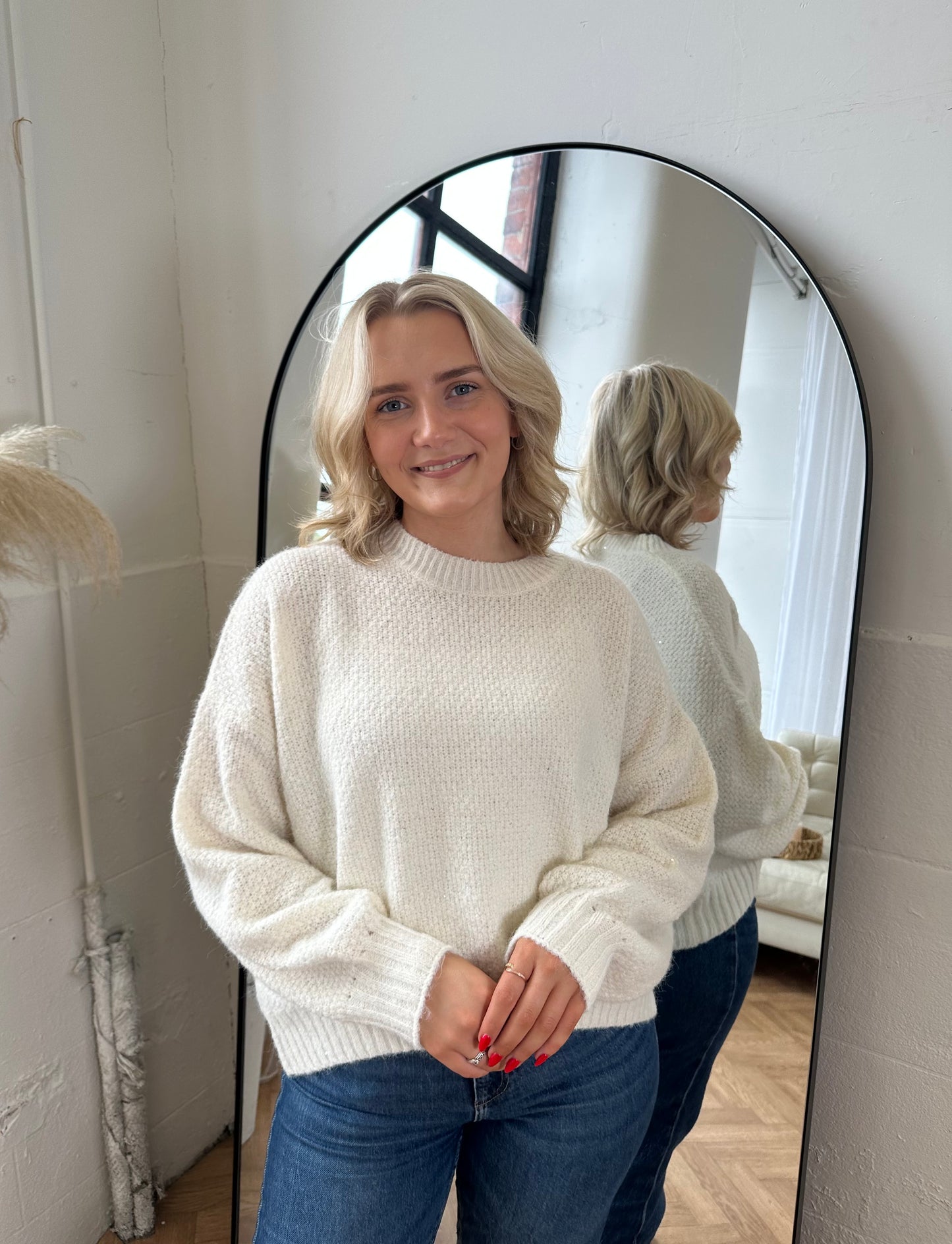 Willow textured knit jumper in Ivory