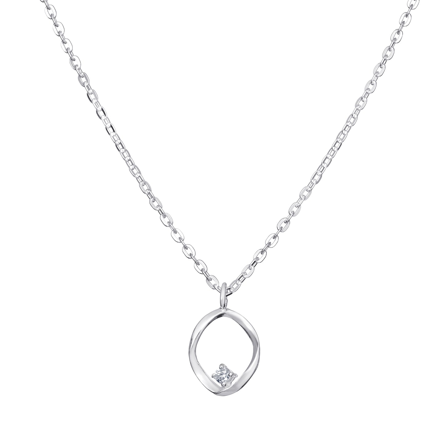 JULIA silver CZ oval necklace