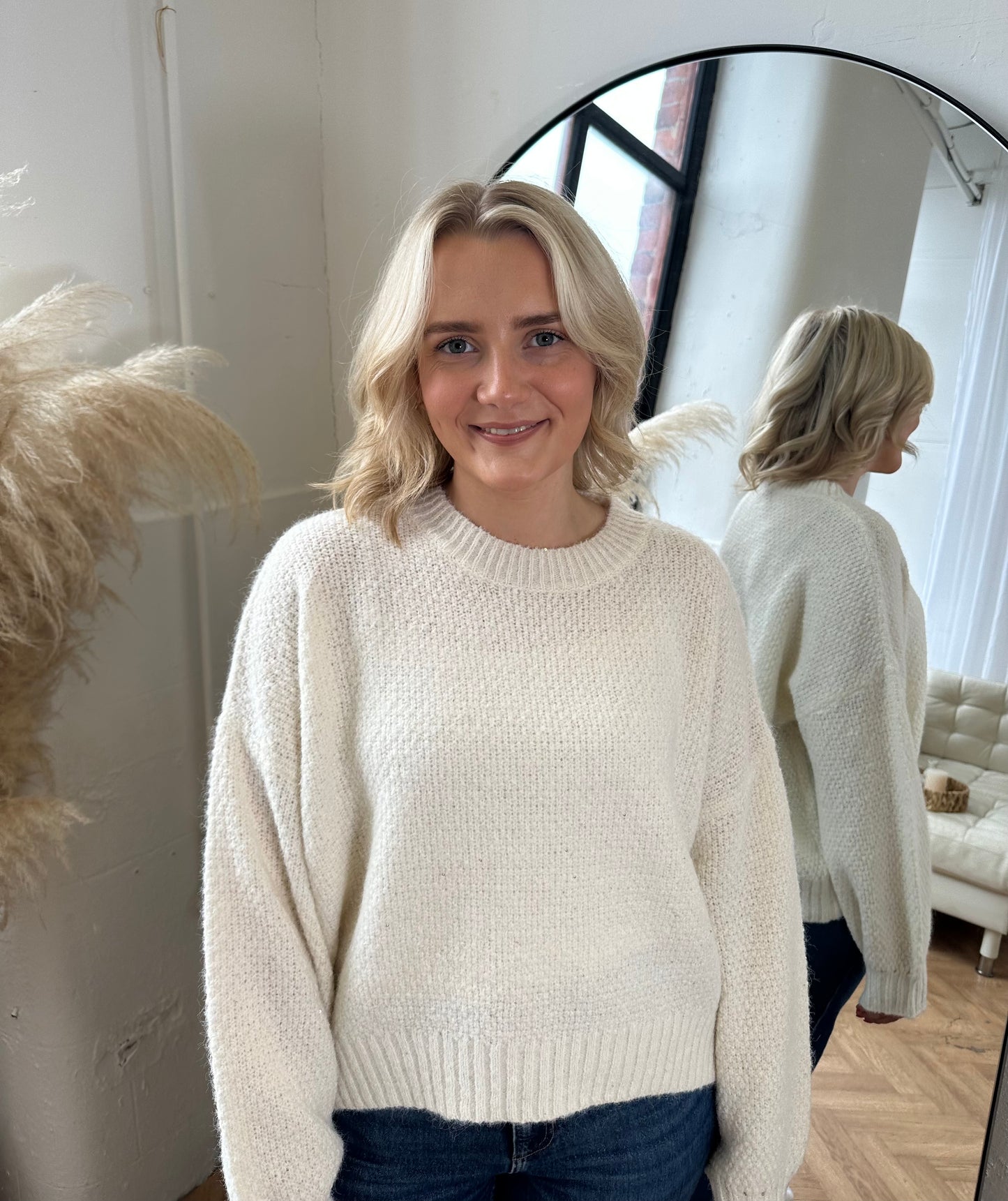 Willow textured knit jumper in Ivory