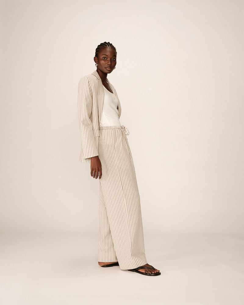 LOUISE beige stripe trousers