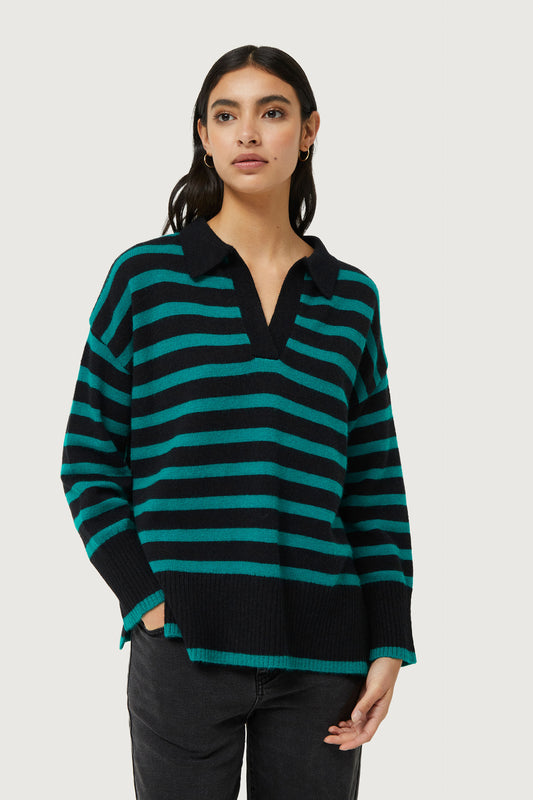 SOFIA green and black stripe knit jumper