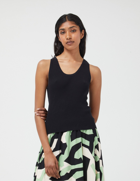 SARA black scoop neck knit vest top