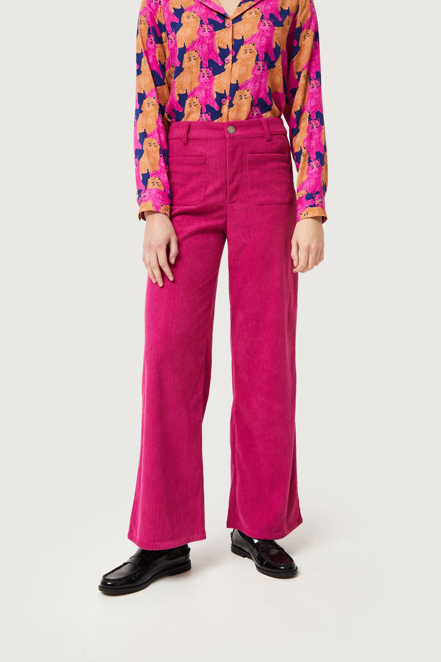 LEAH magenta corduroy trousers