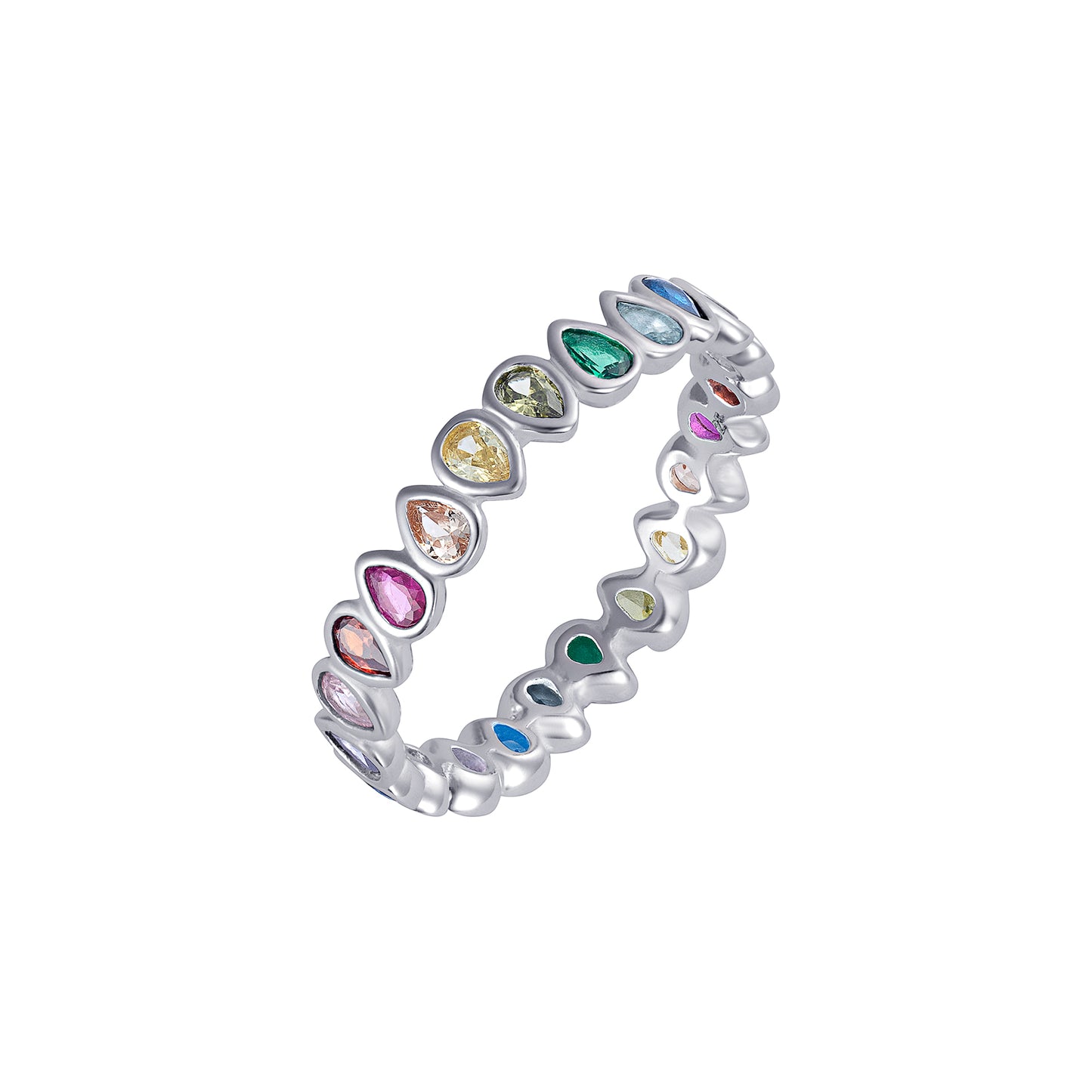 OPHELIA multicoloured CZ ring in sterling silver