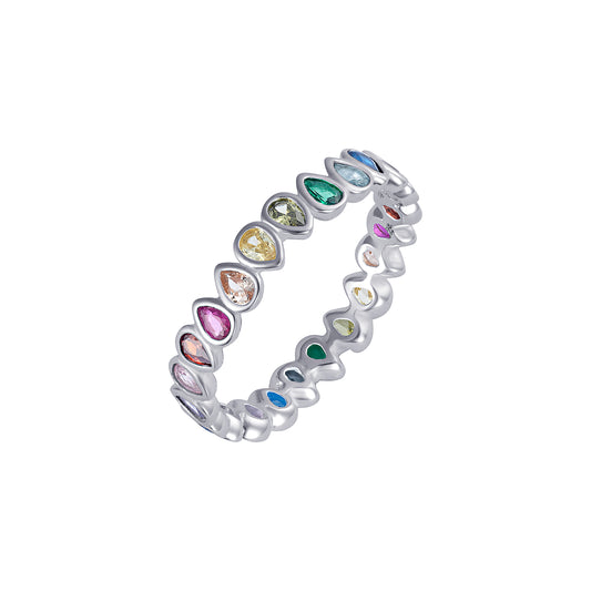 OPHELIA multicoloured CZ ring in sterling silver