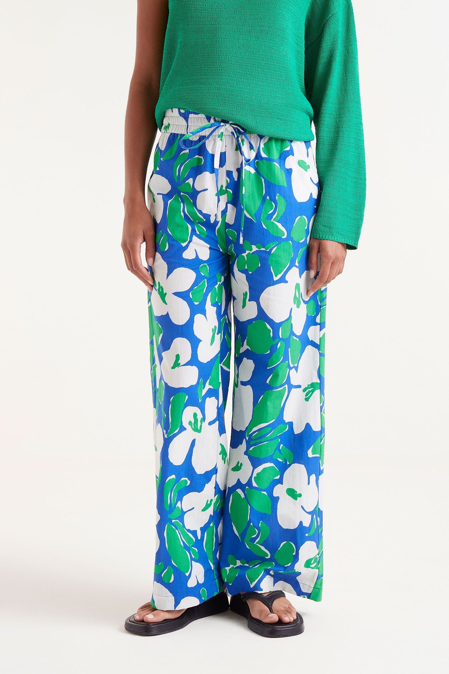 The MANDI blue and green floral trousers