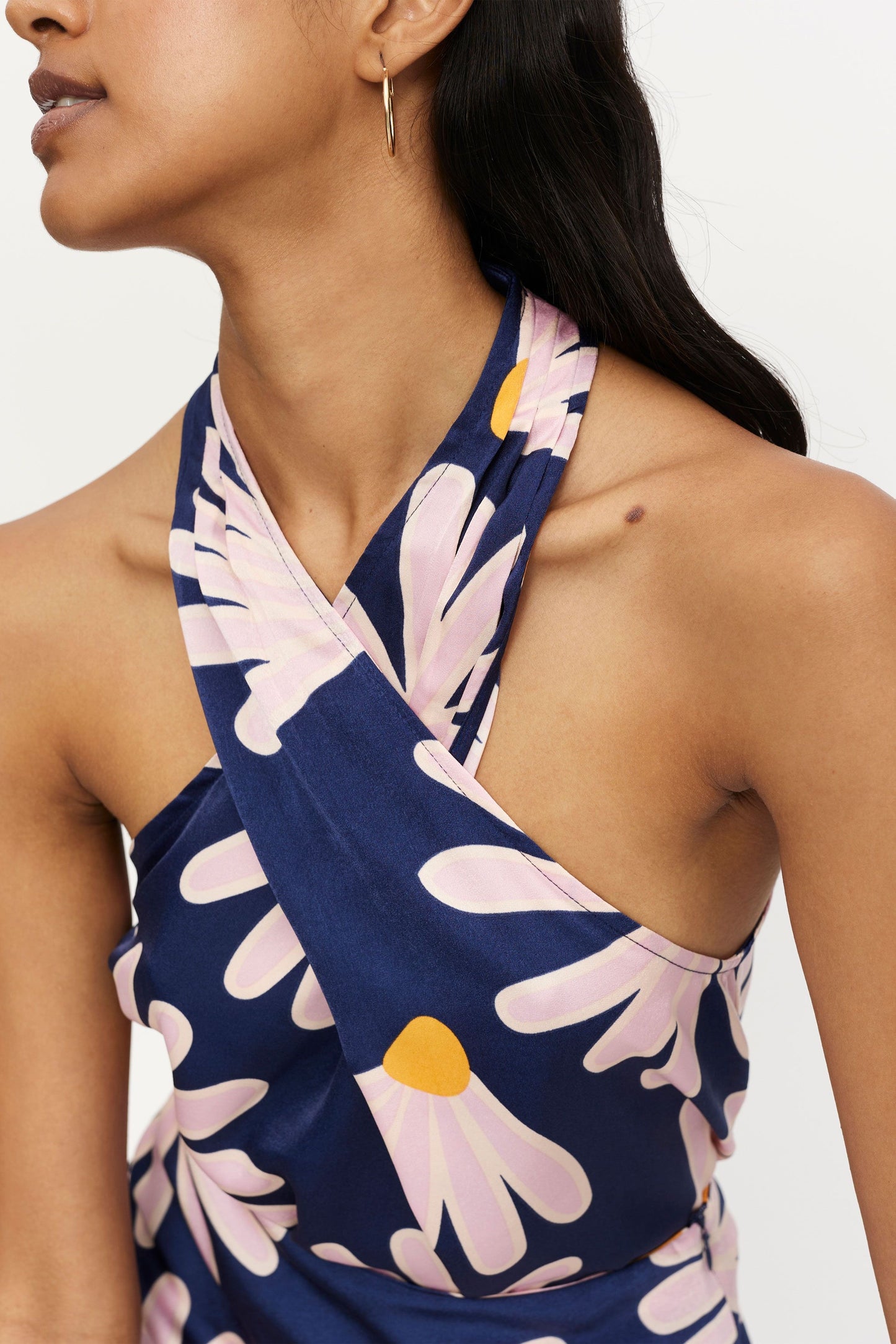 The navy floral crossover top