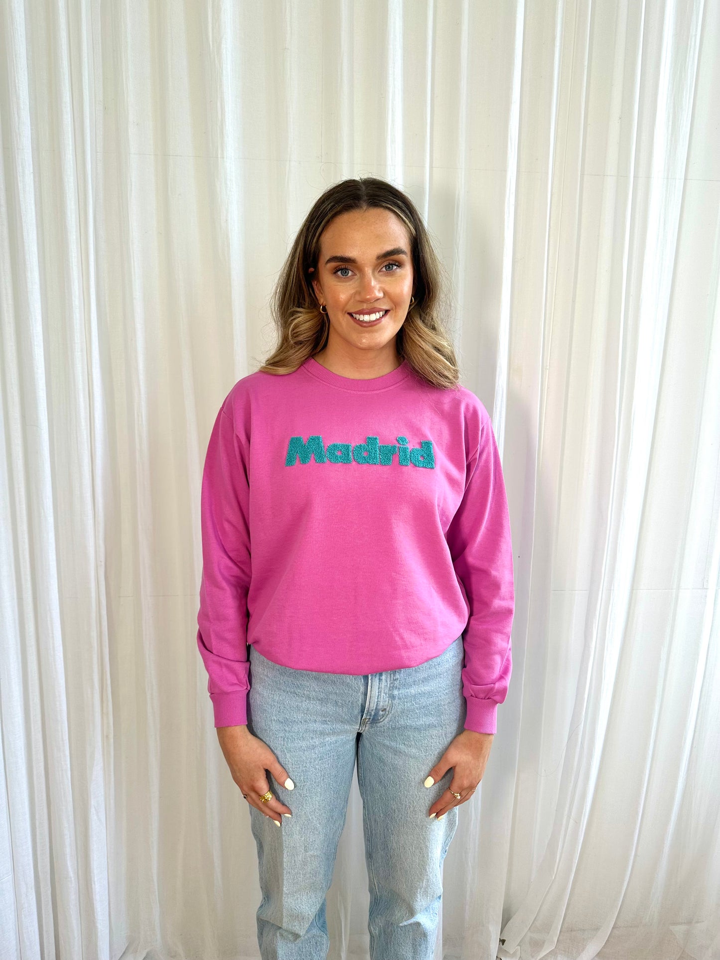 The pink MADRID textured motif sweatshirt