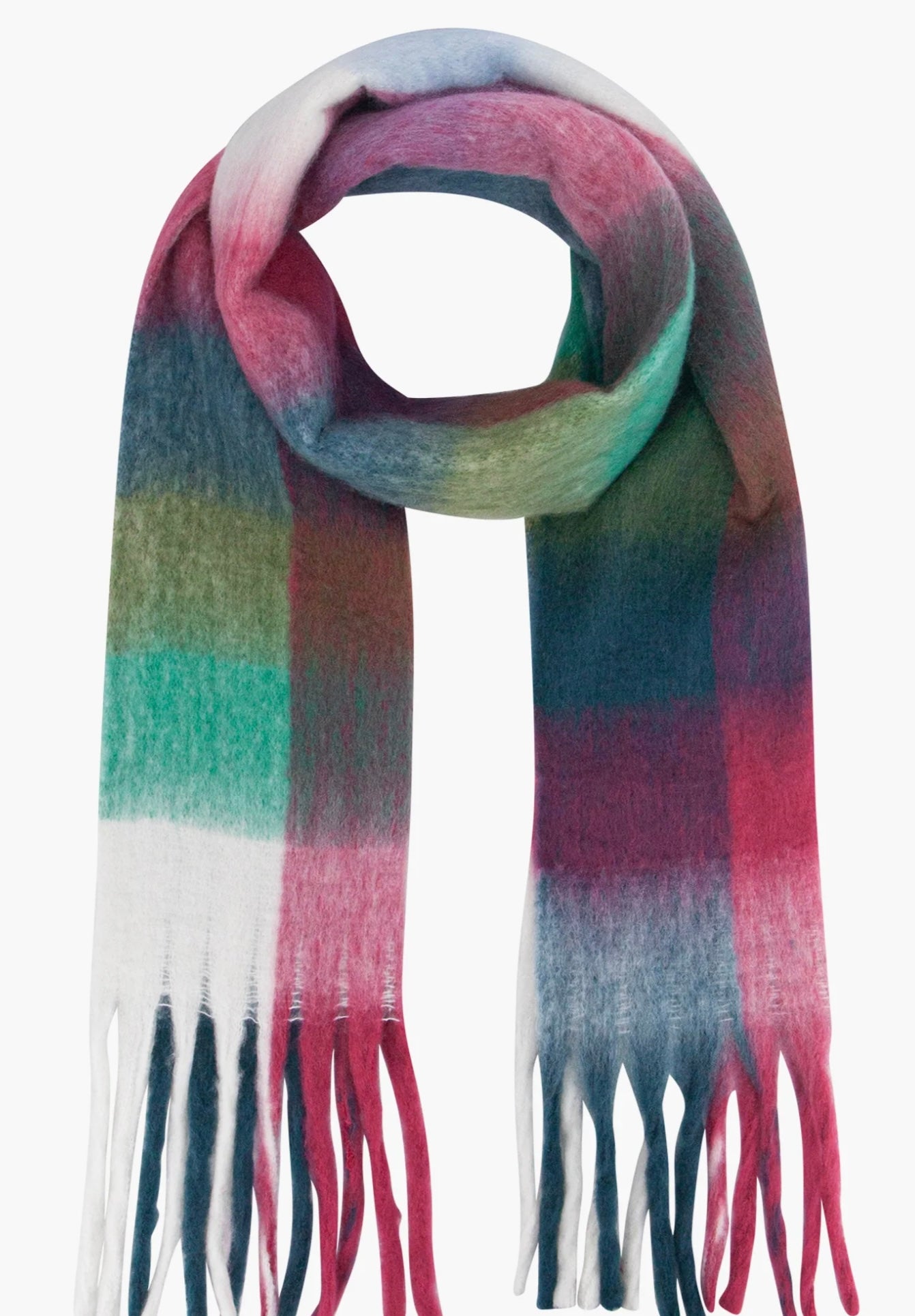 NATALIE scarf in navy, green and raspberry