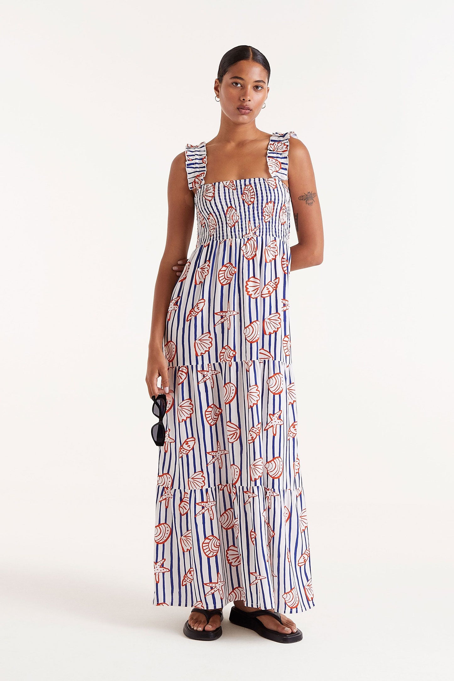 CECE shell print midi dress