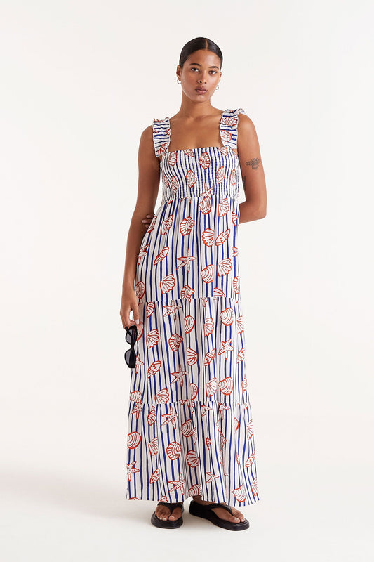 CECE shell print midi dress