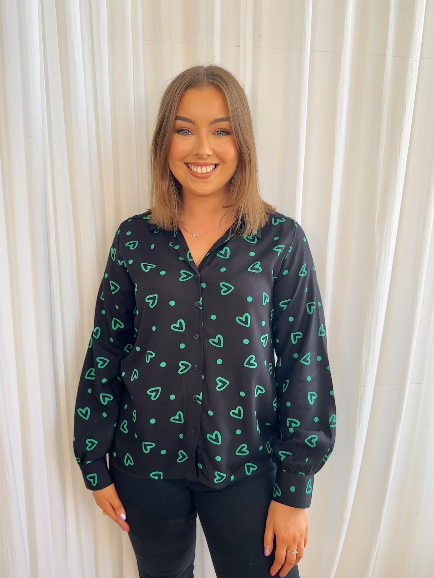 The SOFIA shirt (black with green hearts)