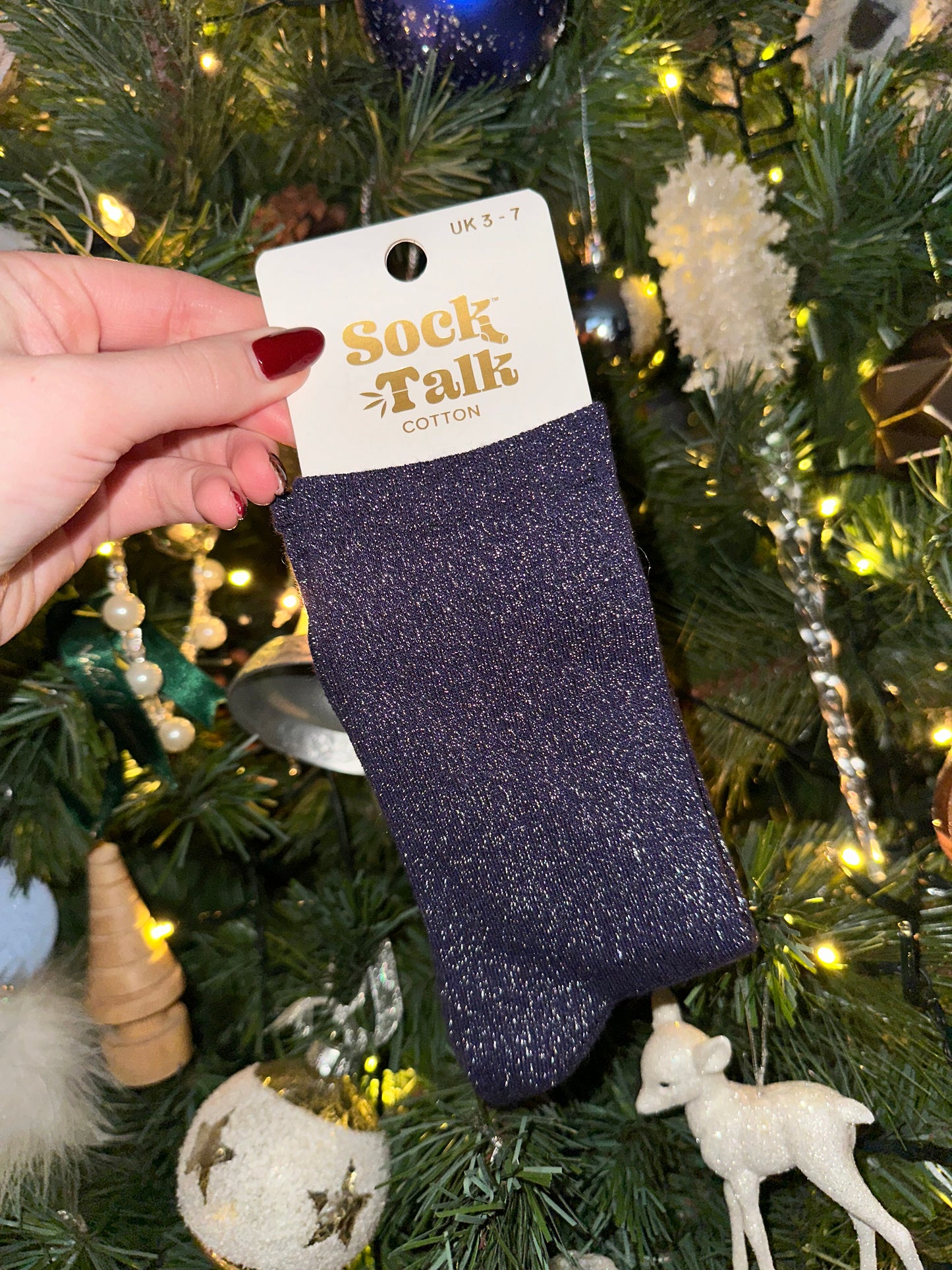 The navy sparkly socks