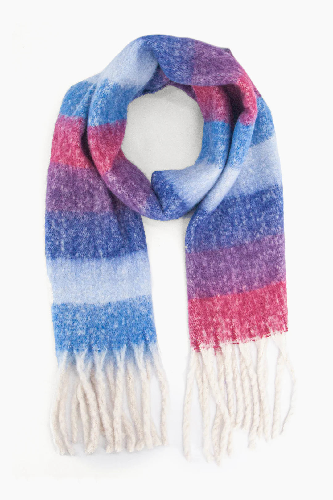 IZZY blue and pink soft tassel scarf