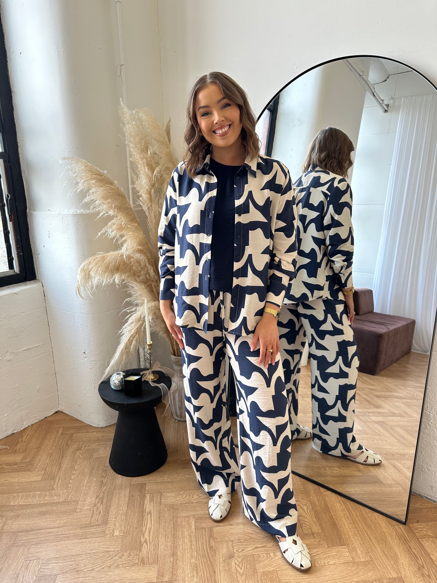 The marine abstract print trousers