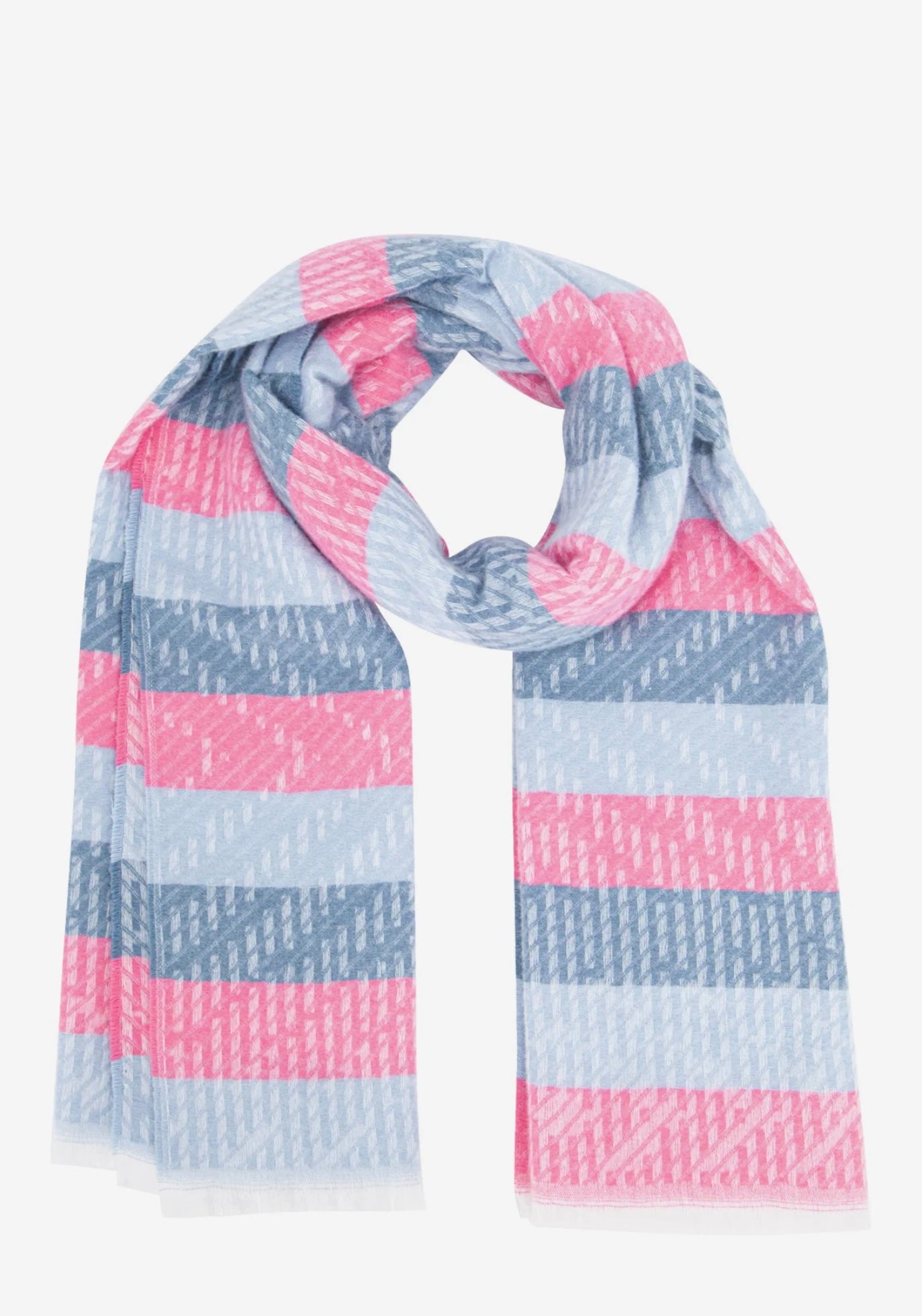 EVIE supersoft stripe scarf in blue and pink