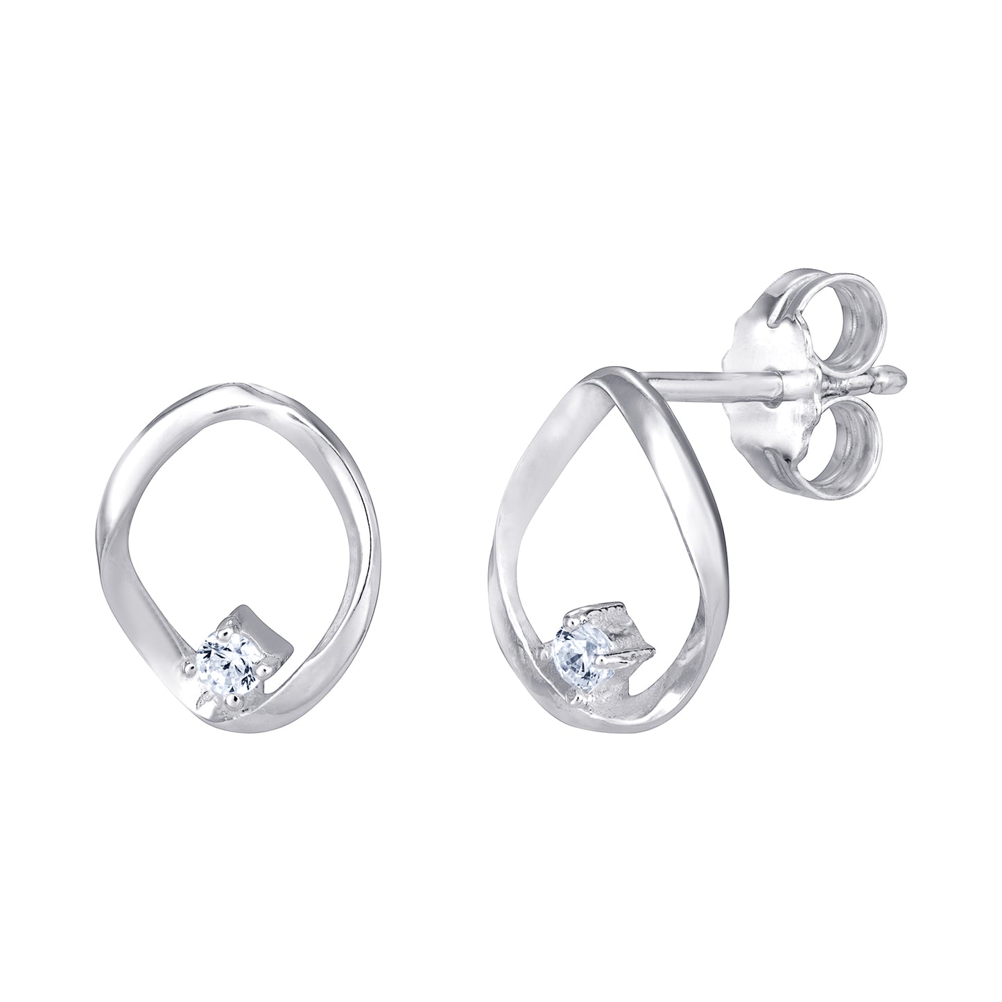 JULIA silver CZ oval earrings