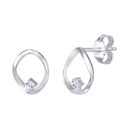JULIA silver CZ oval earrings