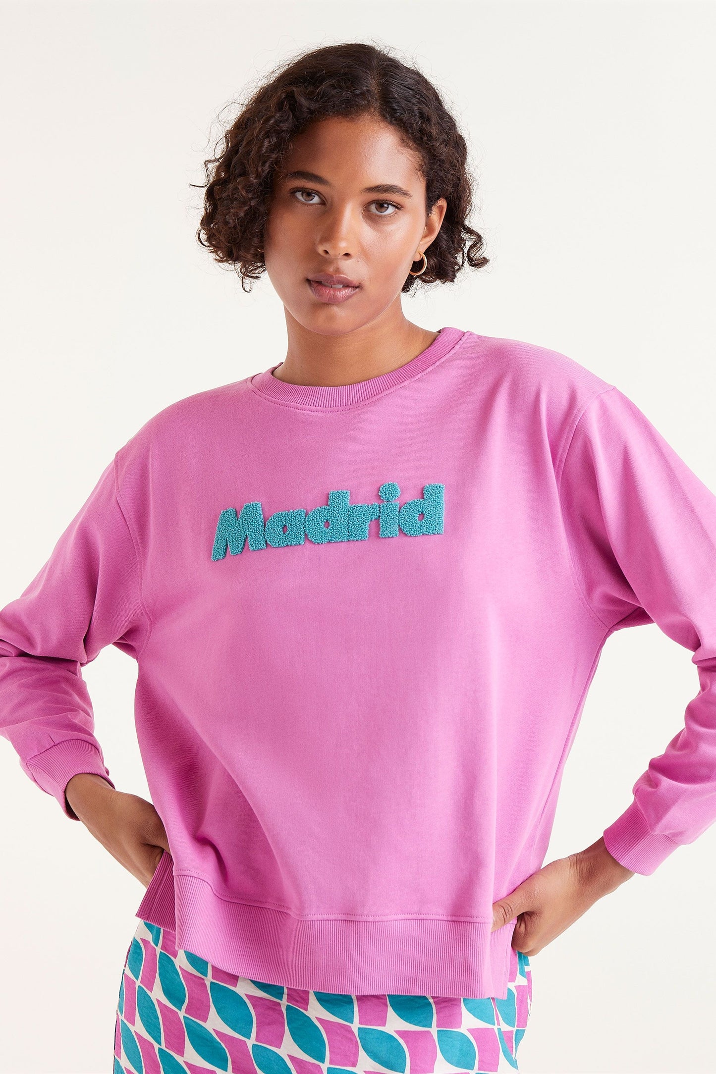 The pink MADRID textured motif sweatshirt