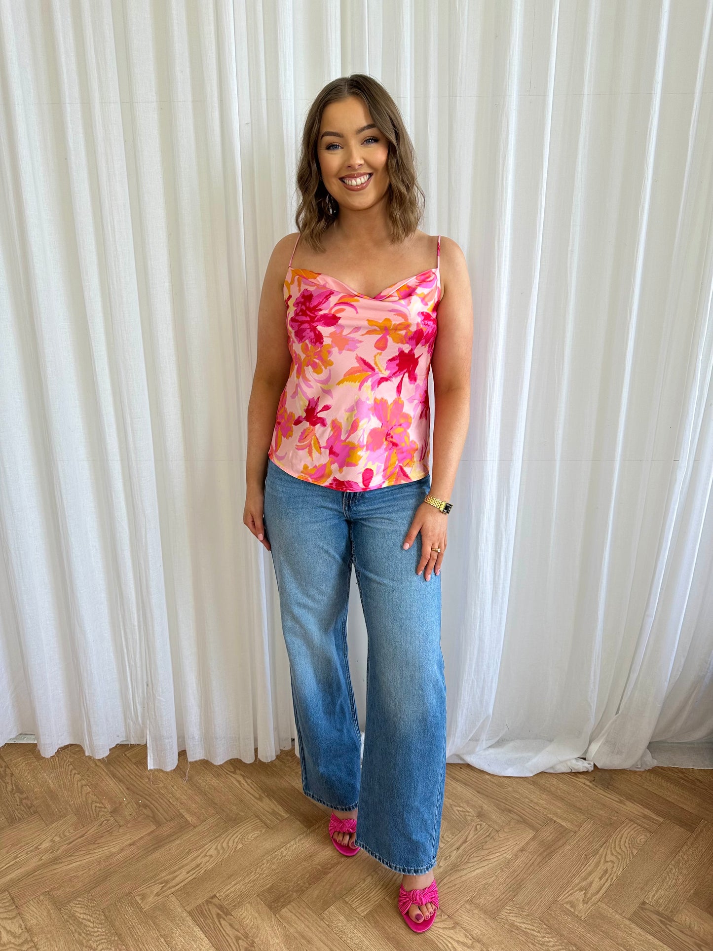 The pink floral ELSIE camisole top