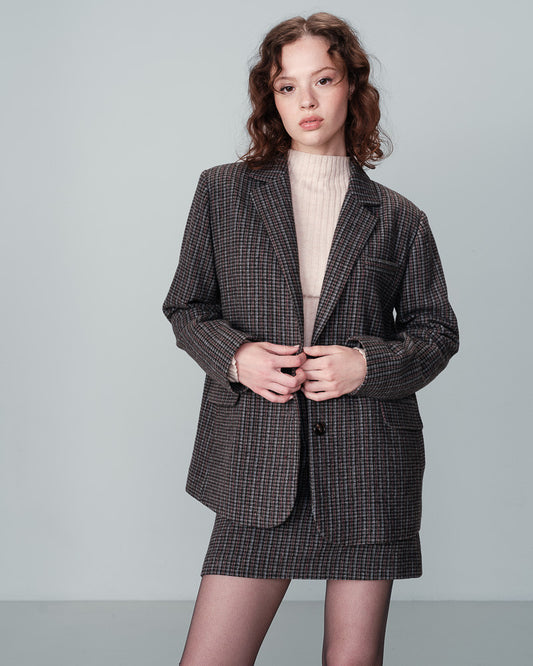 GRACE wool blend plaid blazer