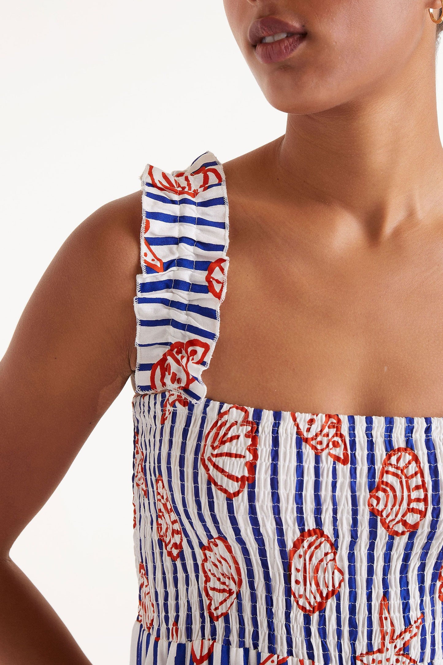 CECE shell print midi dress