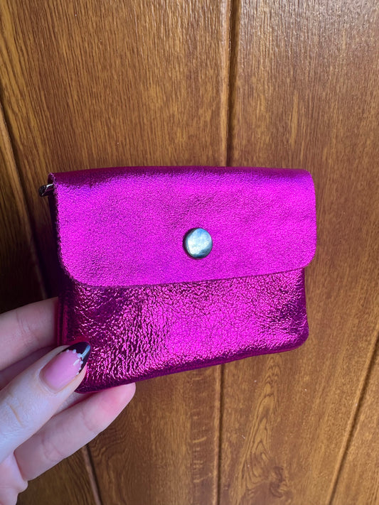 ELLA metallic leather purse in pink