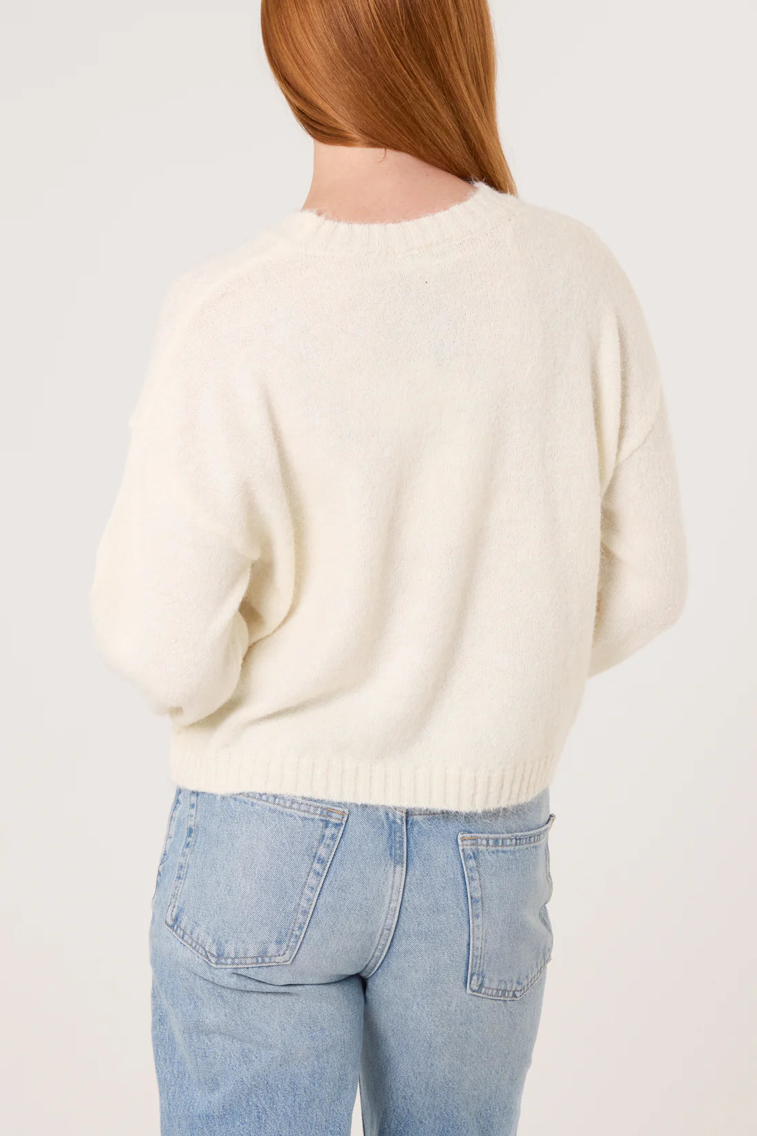 Sienna leopard print bow knit jumper in Ivory