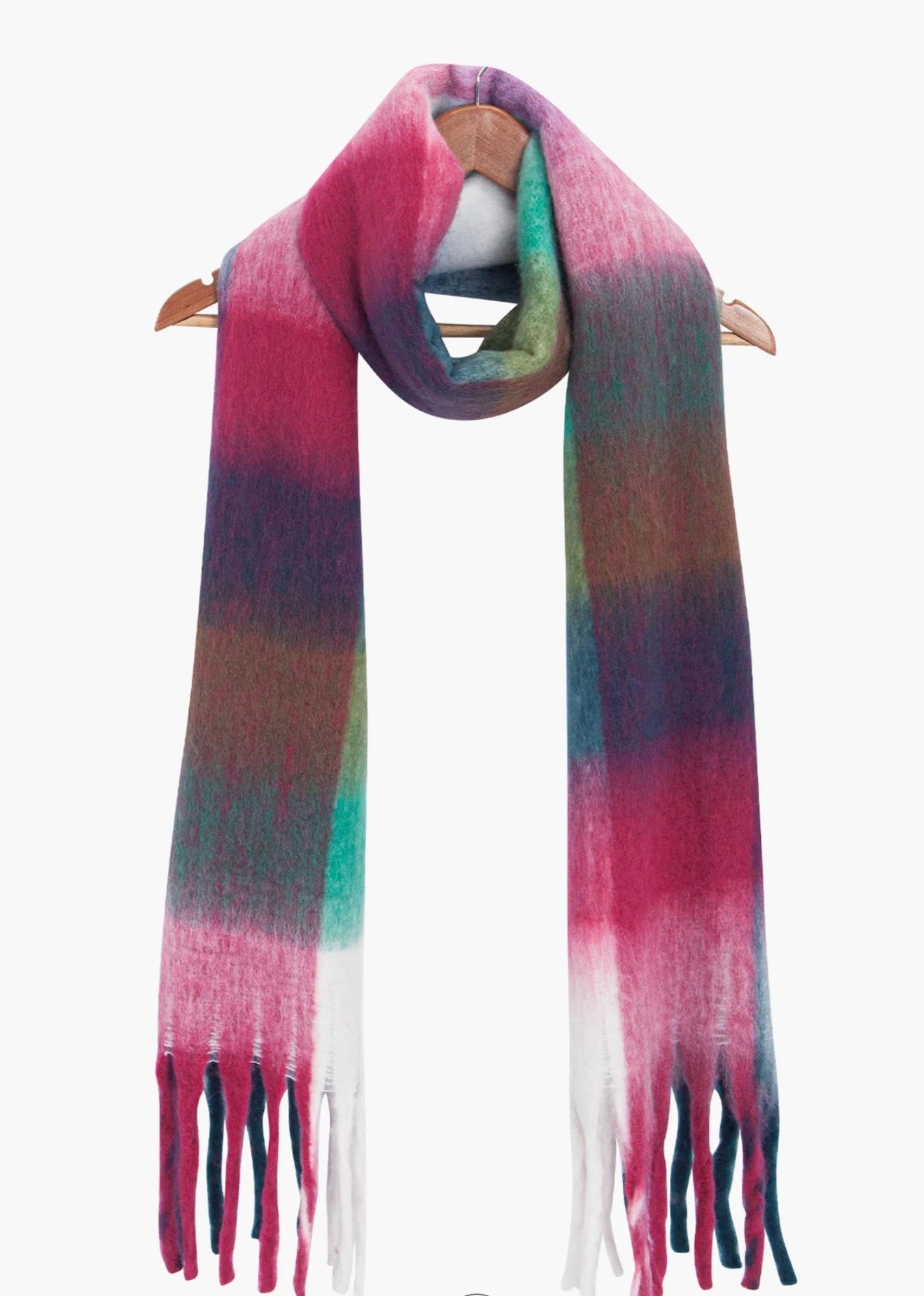 NATALIE scarf in navy, green and raspberry