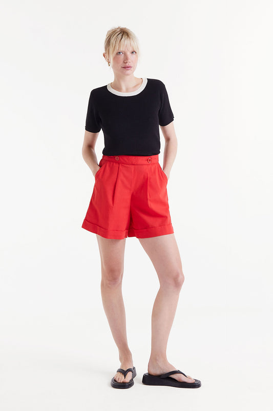 The red NESSIE shorts