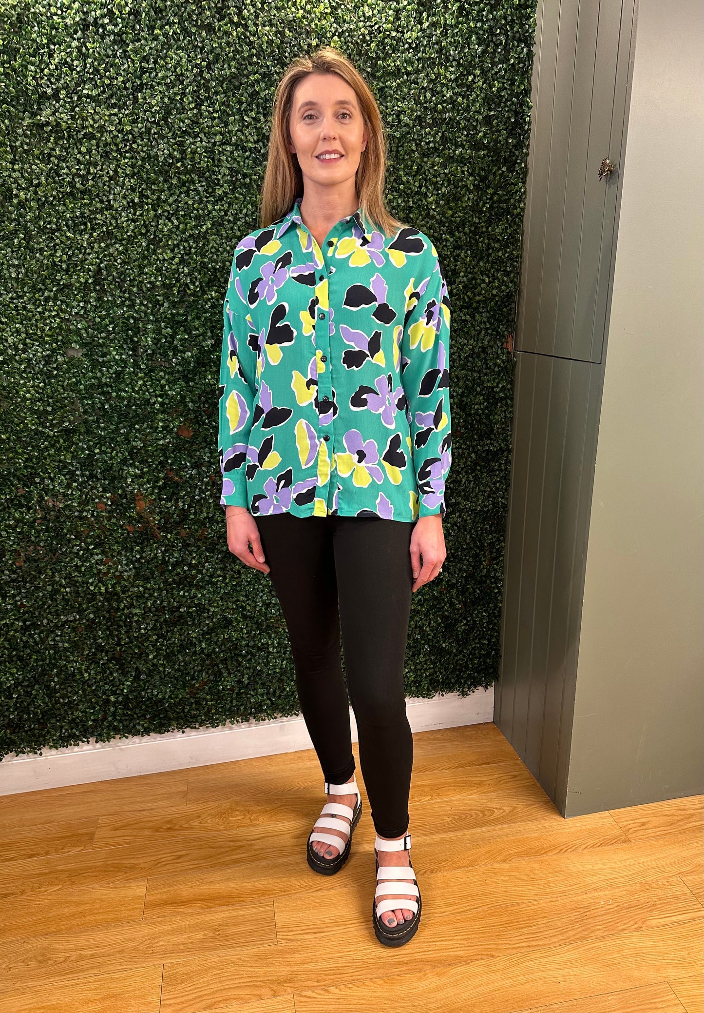 JOY turquoise and lilac floral shirt