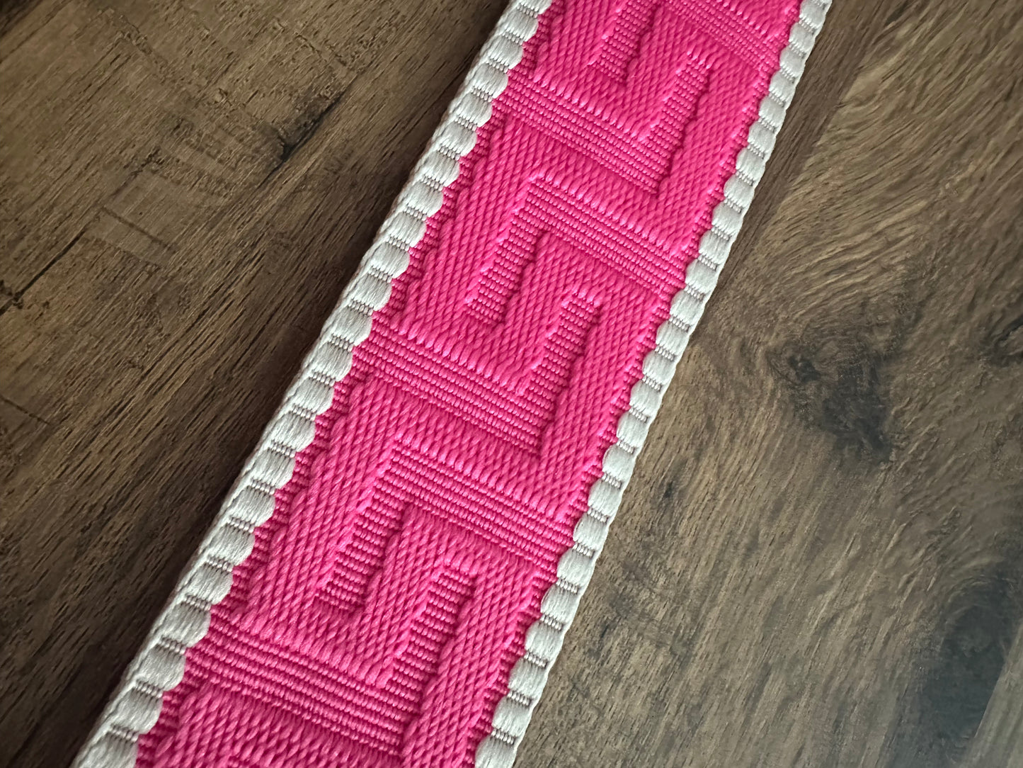 Pink and cream adjustable bag strap