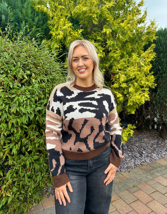MELANIE animal print knit jumper
