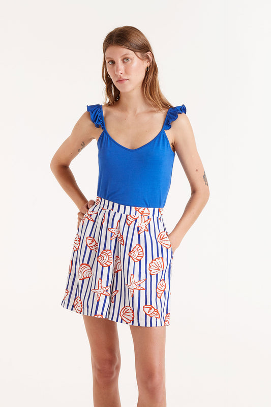 The LYLA cobalt blue frill shoulder cami top