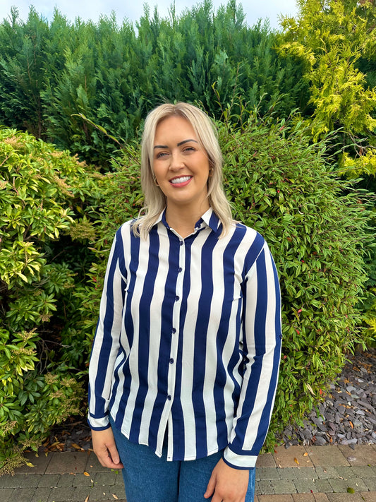 KIRSTYN striped shirt in navy