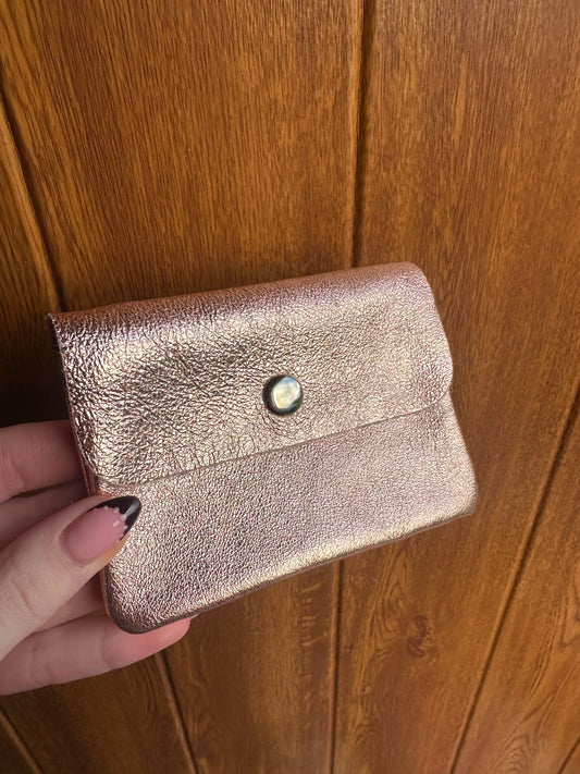 ELLA metallic leather purse in rose gold