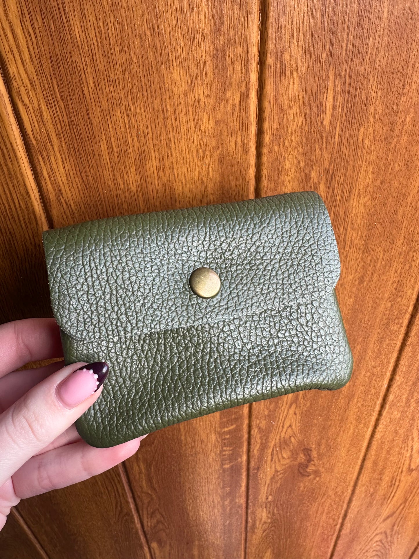 ELLA leather purse in khaki green