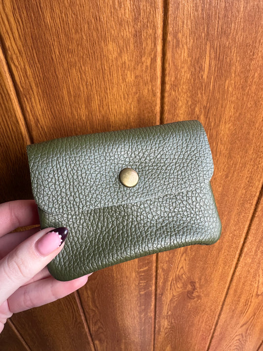 ELLA leather purse in khaki green